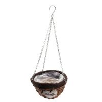 THLT1B Natural Wicker Hanging Basket Flower Basket Pot Planter Rattan Vase Basket Home Garden Wall Hanging Container Rattan Vase Gardening Decor