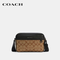 COACH กระเป๋าสะพายข้างผู้ชายรุ่น Graham Crossbody In Signature Canvas สีครีม C4149 QBKHA