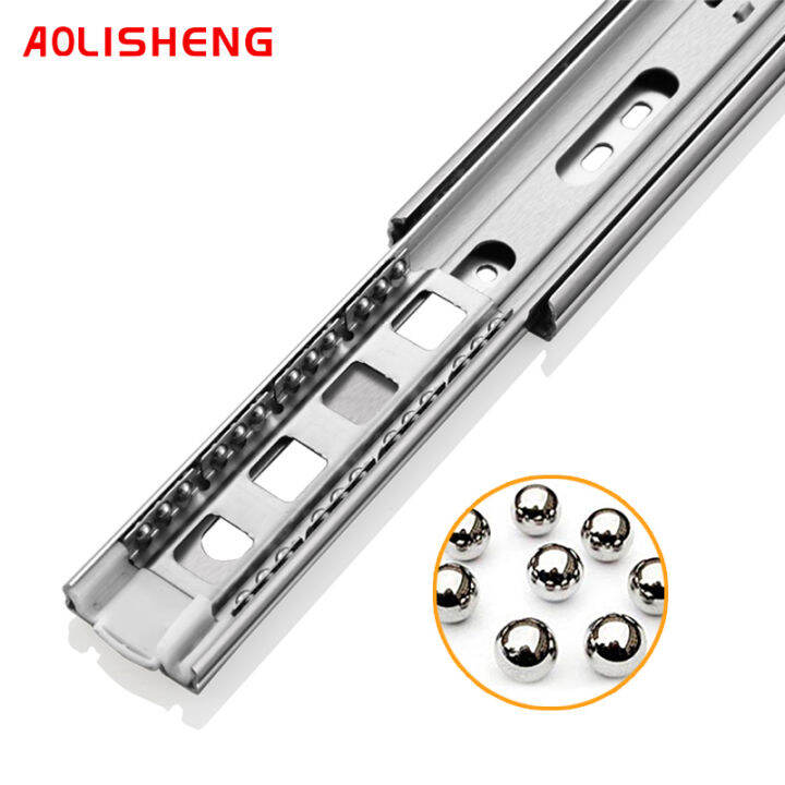 AOLISHENG drawer three section rail thickened drawer slide rail guide