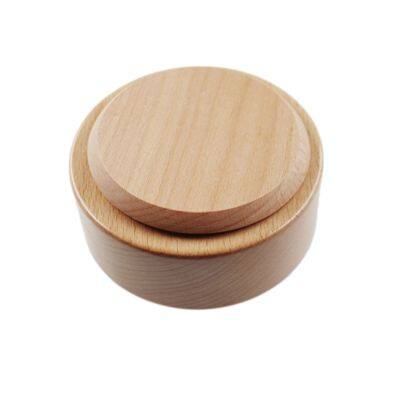 Wooden Music Box Rotating Round Base DIY Art Crafts for Christmas Decorative Ornaments Kids Gift