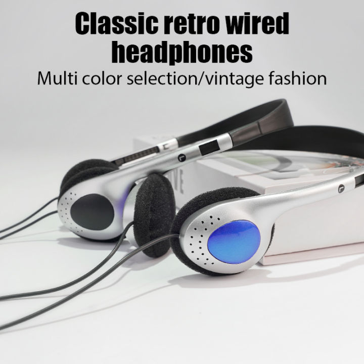 ins-คลาสสิกยุค90s-หูฟังสีเงิน-y2k-หูฟังสวมชุดหูฟังหูฟังมีสายอุปกรณ์ประกอบฉากการถ่ายภาพย้อนยุค