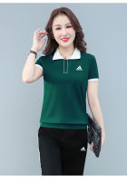 Adidaseเบเกอรี่ชุดกีฬาลำลองสำหรับผู้หญิง,ชุดสองชิ้นเสื้อเชิ้ตมีปกแขนสั้นแฟชั่นฤดูร้อน