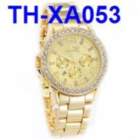 ⌚ New large diamond British steel belt mens watch Geneva suit single calendar business