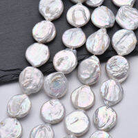 12mm 16mm Freshwater Cultured Pearl Shell Flat Coin Beads For Jewelry Making Strand 15 Inch