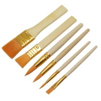 6 Pcs Painting Nylon Board Brush Painting Oil Painting Brush Art Graffiti Painting Supplies Log Color Short Rod Brush Set Drawing Painting Supplies