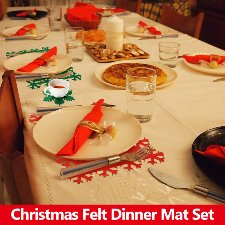 คลังสินค้าพร้อม-แผ่นรองจานคริสต์มาสชุด12แผ่นรองโต๊ะและที่รองแก้วเครื่องดื่มเสื่อถ้วยสำหรับโต๊ะรับประทานอาหาร-ชุดโต๊ะรับประทานอาหารล้างทำความสะอาดได้-placemats-โต๊ะรับประทานอาหารและรถไฟเหาะสำหรับคริสต์