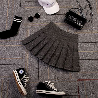 ‘；’ Womens New Autumn And Winter Black Skirt High Waist Pleated College Style School Uniform Skirts For Women