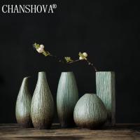 CHANSHOVA Traditional Retro green Ceramic vase Flower Vase China porcelain Tabletop Vases Home decor Living room decoration T006