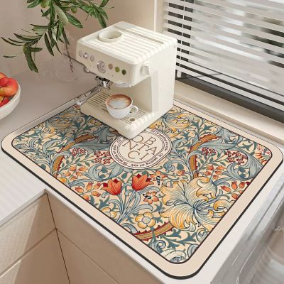 Placemat for Dining Table Absorbent Tableware Mats Dish Drying Mat Drain Pad Heat Resistant Counter Top Mat Home Decoration