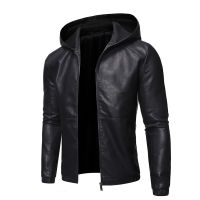 2021 Hooded Plus Fleece Biker แจ็คเก็ตหนังผู้ชายเสื้อขนสัตว์รถจักรยานยนต์ PU Casual Slim Fit ชาย Slim Fit Outwear Coat ขนาด S-3XL