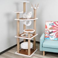 [COD] Four universal rattan mat cat climbing frame scratching board large column density tree nest one jumping platform