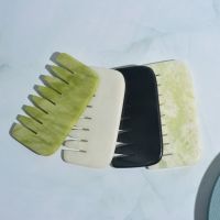 Natural Jade Guasha Face Scraper Head Massage Comb Gua Sha Scraping Hair Comb Scalp Care Massager Tool SPA Trigger Point Therapy