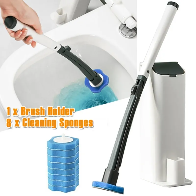 Disposable Toilet Brush Set Replaceable Head Sponges Toilet