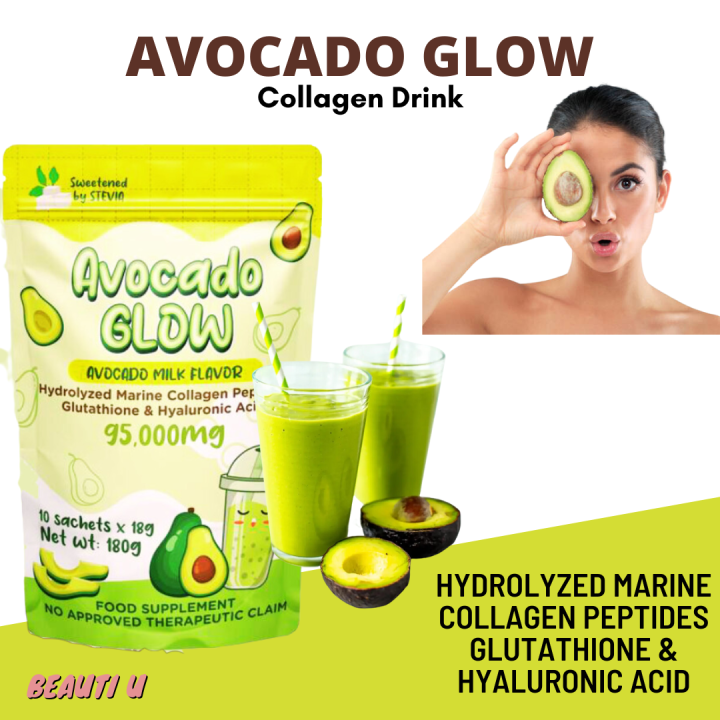 Avocado Glow hydrolyzed marine collagen peptides glutathione