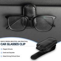 Car Glasses Clip Multifunction Integrated Durable Leather Accessory Interior Portable Document Ticket Car Clip Sunglasses Holder Q4K2