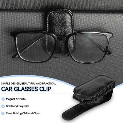 Car Glasses Clip Multifunction Integrated Durable Leather Car Interior Clip Document Holder Accessory Portable Ticket Sunglasses S2G1