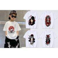 COD DSGRGTRDRT White Tshirt For Kids Boy Tops Anime NARUTO Uchiha Sasuke Print Short-Sleeved T-Shirt For 1-8 Years Old