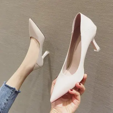 Women's High Heels Pumps - Chic Pointed Toe Stiletto Heel Slip-on Dress  Shoes For Spring & Autumn, Comfortable Soft Leather, Non-slip | SHEIN  Singapore