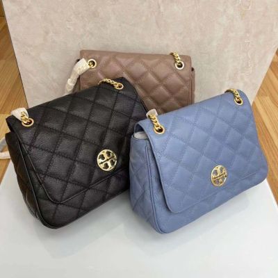 2023 new Tory Burch Willa Series Large Size Three Colors Sheepskin rhombus chain bag shoulder bag messenger bag