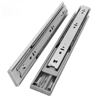 10-22" Stainless Steel Drawer Slides Soft Close Track Cushioned Silent Closing Three Section Sliding Rails Furniture Hardware