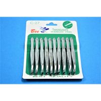 ( PRO+++ ) โปรแน่น.. แหนบตราผึ้ง ปากเฉียง มีลวดลาย C27 (10 ชิ้น), Bee tweezers slant tip with design - C27 (10 pieces) ราคาสุดคุ้ม คีม หนีบ คีม หนีบ ลวด คีม หนีบ ห่วง พระ คีม หนีบ สาย ไฟ