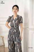 Jumpsuit FIONA cổ hai ve, tay ngắn, dây đai rời F913001