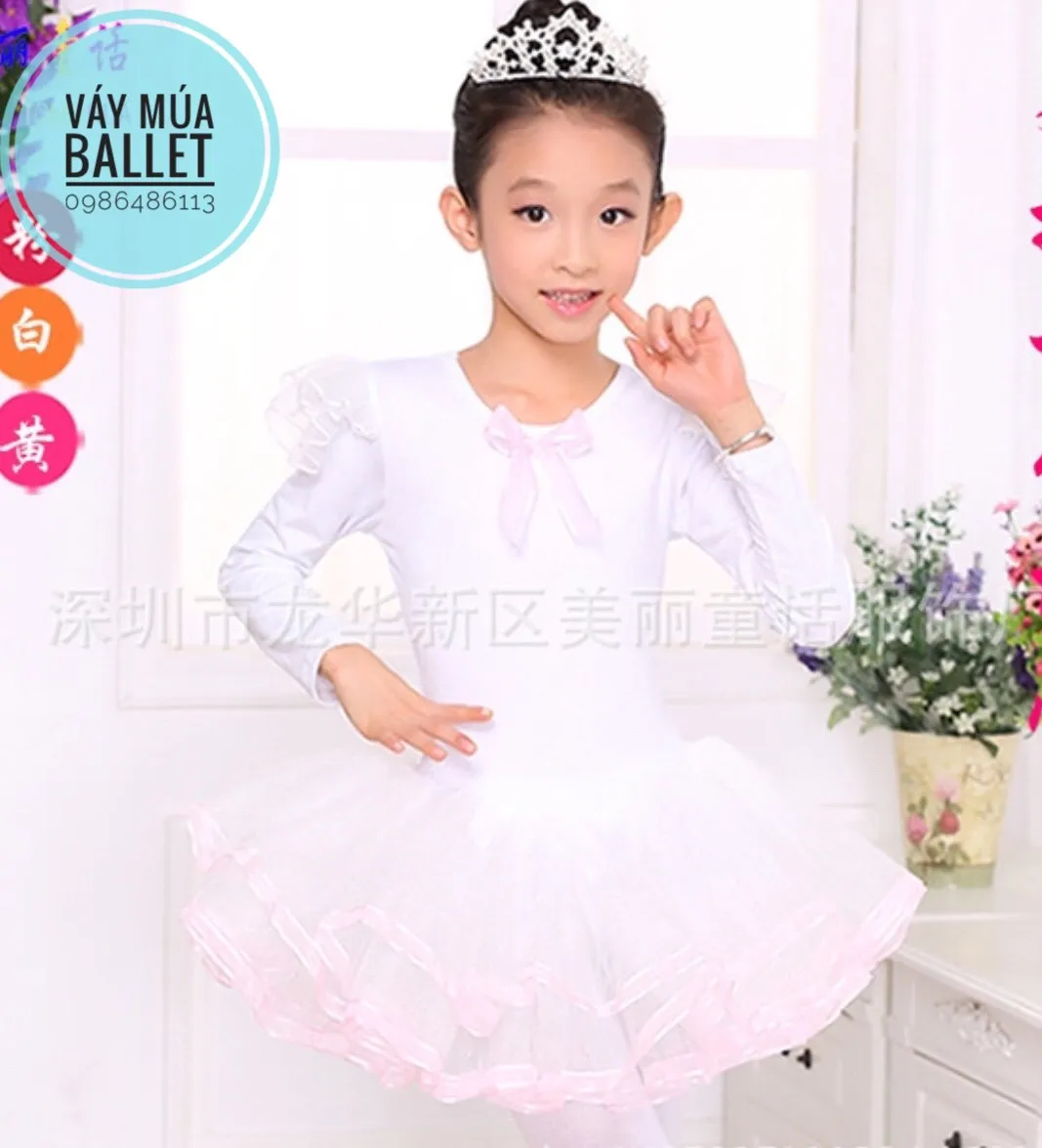 Cho thuê đầm múa trắng trẻ em  Trang phục biểu diễn Sắc Màu Quận 12