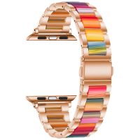 SmartPhonemall Metal + Resin Watch Band For Apple Watch Series 8&amp;7 41mm / SE 2&amp;6&amp;SE&amp;5&amp;4 40mm / 3&amp;2&amp;1 38mm(Rose Gold Color)