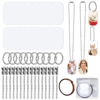 44Pcs Sublimation Stamping Blank Aluminum Dog Tags, with Chain Necklace Chain Key Rings Heat Tape for Pet ID, Pendant