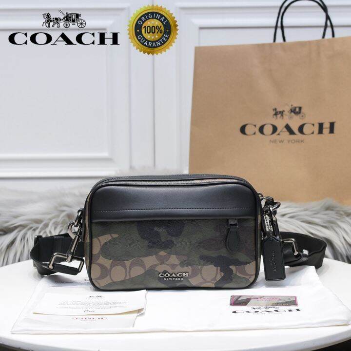 Coach new single shoulder messenger bag men fashion camouflage camera