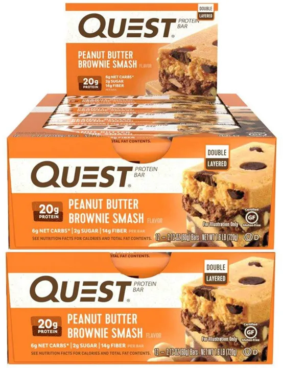 Quest Nutrition Protein Bar Peanut Butter Brownie Smash Bar. Low Carb