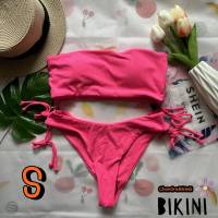 ? SHEIN BIKINI ชุดว่ายน้ำแฟชั่น ชุดว่ายน้ำสีชมพู พร้อมส่งจากไทย PINK SIZE S #SHPNK0026