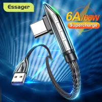 โปรโมชั่น : Essager 6A 66W LED USB Type C Fast Charger สำหรับ Xiaomi Huawei Samsung 5A Super Fast ชาร์จสายเกม 0.5 ม.1 ม.2 ม. โปรโมชั่น : Essager 6A 66W LED USB Type C Fast Charger สำหรับ Xiaomi Huawei Samsung 5A Super Fast ชาร์จสายเกม 0.5 ม.1 ม.2 ม.