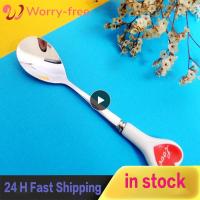 Creative Ceramic Handle Cutlery Teaspoon Cute Soup Spoon Ice Cream Dessert Stainless Steel Spoon Kitchen Accessories 1 Pcs Serving Utensils