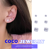 COCOJEWELRY 2023ชุดต่างหูต่างหูทรงสี่เหลี่ยมจัตุรัสขนาดเล็ก6ชิ้น925ต่างหูเงิน Tindik Telinga แพ้ง่าย