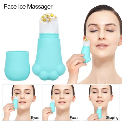 ซิลิโคนถ้วยนวดน้ำแข็ง Reusable Icing Cooling ลูกกลิ้งนวดเย็น Freezable Face Massager สำหรับกล้ามเนื้อเย็น Tpy