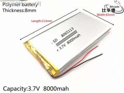 2pcs/Lot 3.7V 8000mAh 8065113 Rechargeable li Polymer Li-ion Battery For Bluetooth [ Hot sell ] vwne19