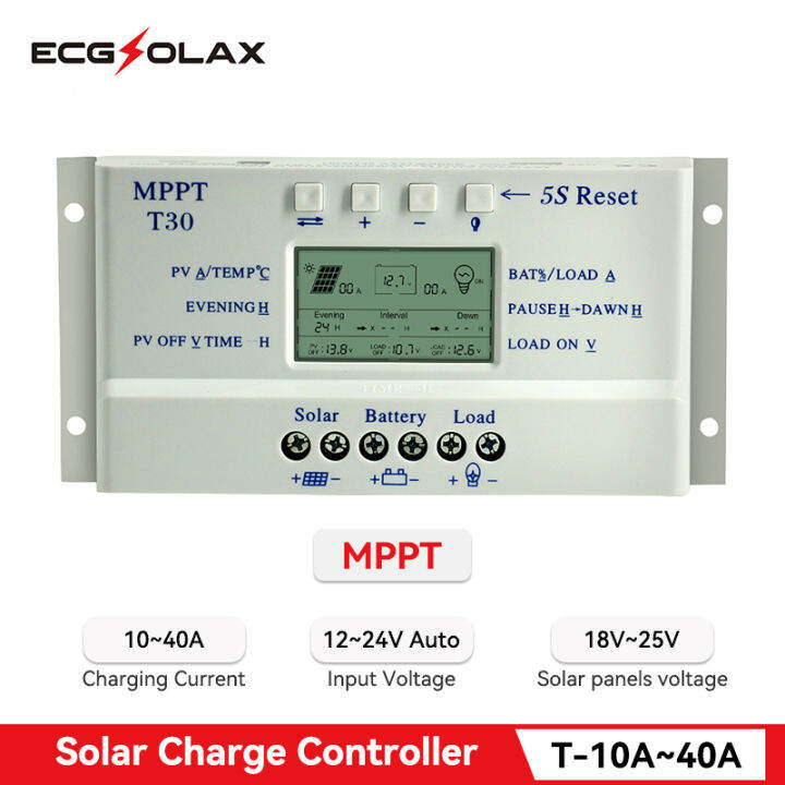 ECGSOLAX MPPT Solar Charge 20A 30A 40A And Discharge Controller 12V 24V ...