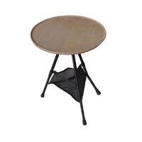 Folding Round Table Outdoor Three-Legged Dining Table Portable Alloy Coffee Table Hike Picnic Liftable Table Brown