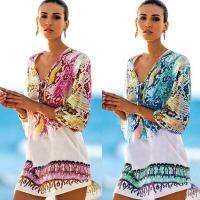 Hearyoสตรีบิกินี่Boho Beachwear VคอชุดมินิเดรสSarong Sundressชุดว่ายน้ำ