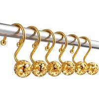 ┅ 12 Pcs Shower Curtain Hooks Electroplate Smooth Sliding Single Shower Hooks for Decorating Shower Curtains