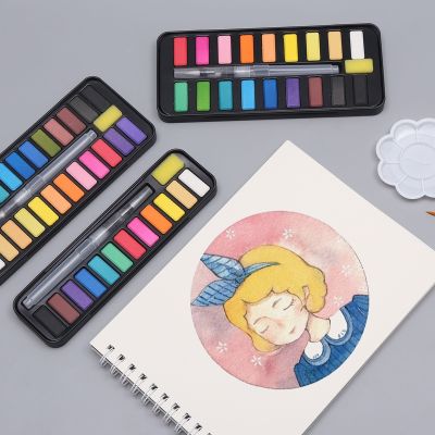 12/18/24 Colors Professional Watercolor Paints Set Drawing Portable Solid Water Color Brush acrylic Painting Art Supplies