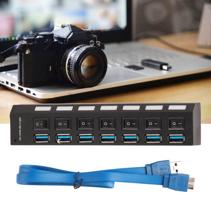 ฮับ-usb-3-0ตัวปลั๊กแอนด์เพลย์ที่แยก-usb-7พอร์ตมีความเสถียร-usb1-1-usb2-0มีอินดิเคเตอร์-led-ขนาดกะทัดรัดสำหรับกล้องสำหรับวินโดวส์เอกซ์พีวิสต้า