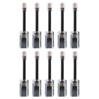 Telephone Cord Detangler RJ9 4P4C 360 Degree Extended Rotating Anti-T-Angle Black Telephone Cord Landline Cable