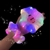 【Ready Stock】 □ C18 Fashion Led Glitter Hair Tie Scrunchies Korean Girl Colorful Satin Large Intestine Elastic Rubber Band Women Ponytail Hair Accessories besla