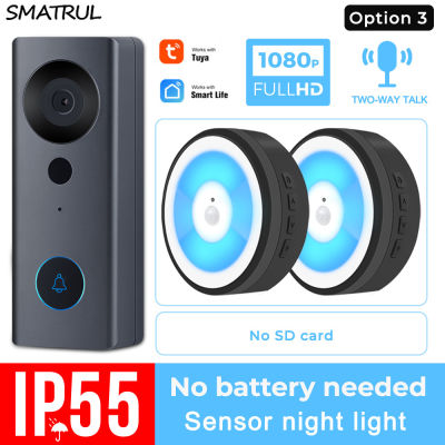 SMATRUL Tuya 1080P HD Video Doorbell Camera WiFi Wireless Smart Home Door Bell Outdoor Intercom 2 Way Audio LED Night Light USB