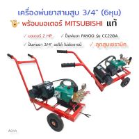 เครื่องพ่นยา3สูบ 3/4" PAYOO รุ่น CC220A พร้อมมอเตอร์  มอเตอร์ MITSUBISHI 2 HP (A044) เครื่องฉีดน้ำแรงดันสูง