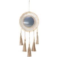 Bohemian Mirror Macrame Fringe Round Wall Decor Art Bohemian Macrame Wall Decor Mirror Elegant And Sturdy For Bedroom And Living Room right