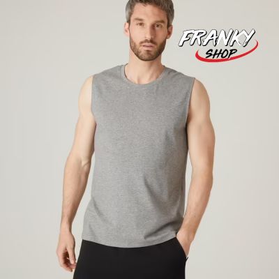 [พร้อมส่ง] เสื้อกล้ามผู้ชายสำหรับกายบริหาร Mens Crew Neck Straight-Cut Cotton Fitness Tank Top 500