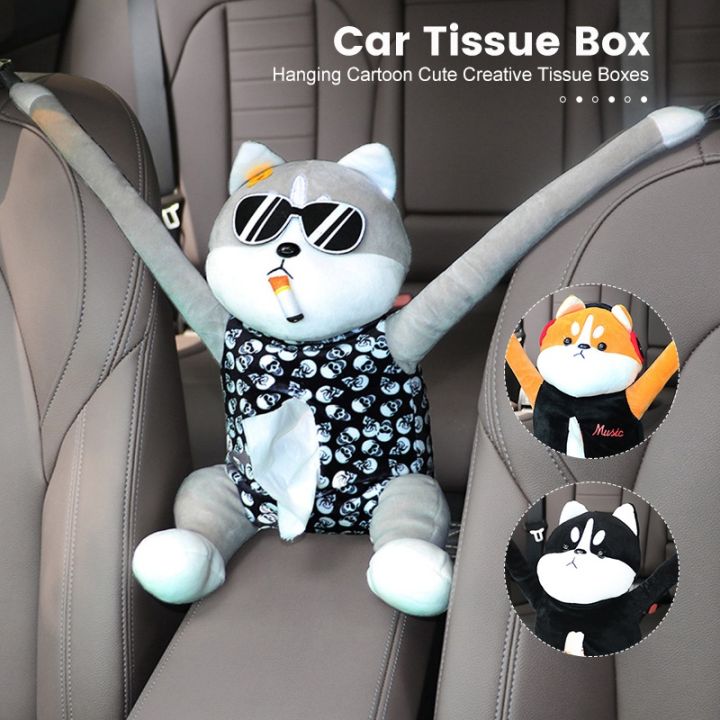 ﺴ✘❅ Car Creative Tissue Box Plush Animals Cute Napkin Tissue Paper Holder  Car Hanging Type Drawer Portable Paper Case Napkin Paper